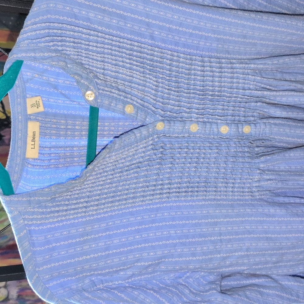 LL bean Vtg Pintuck Dobby Cotton Nightgown flannel Pajamas Cottagecore Xl Pet
